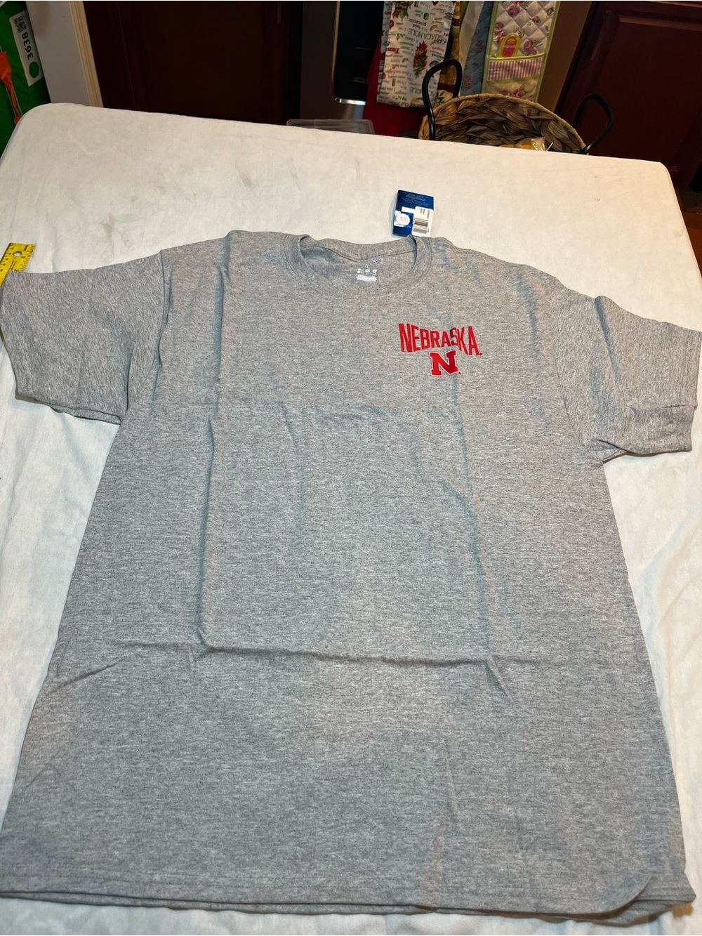 Champion Grey Nebraska T-Shirt with Red Logo - Men's Short Sleeve large